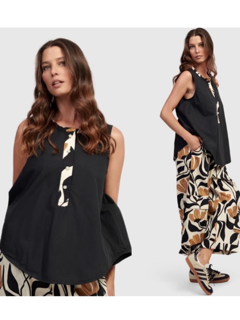 Alembika Annaleise Sleeveless 100% Cotton Top Contrast Trim Sz 0 (4-6) 💛🍄